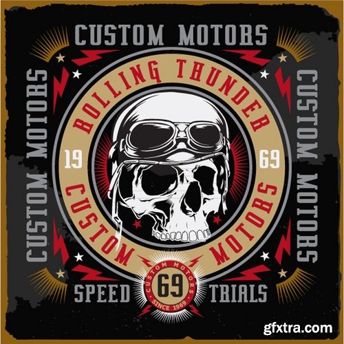 Collection of vector image printed on a T-shirt with the slogan automotive topics 2-25 EPS