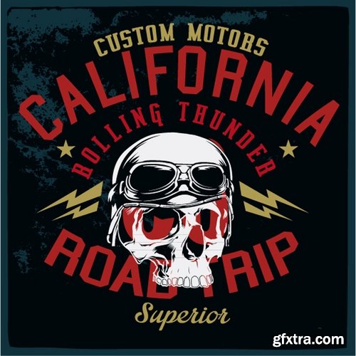Collection of vector image printed on a T-shirt with the slogan automotive topics 2-25 EPS