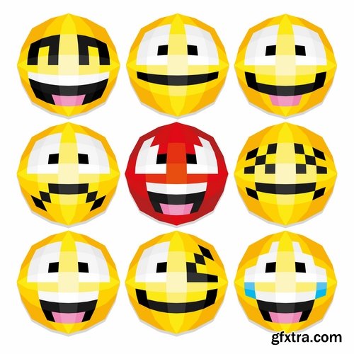 Collection of vector character picture funny smileys vegetable fruit icon 25 EPS