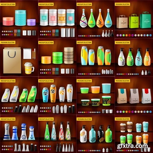 Collection of vector image set of tube packaging plastic container for perfumes 25 EPS