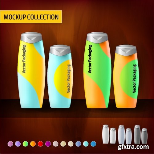 Collection of vector image set of tube packaging plastic container for perfumes 25 EPS