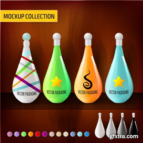 Collection of vector image set of tube packaging plastic container for perfumes 25 EPS