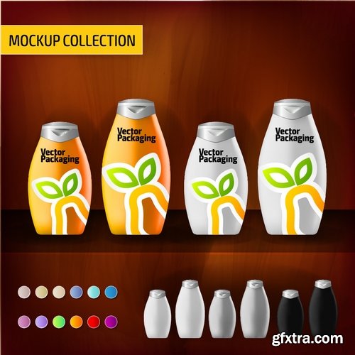 Collection of vector image set of tube packaging plastic container for perfumes 25 EPS