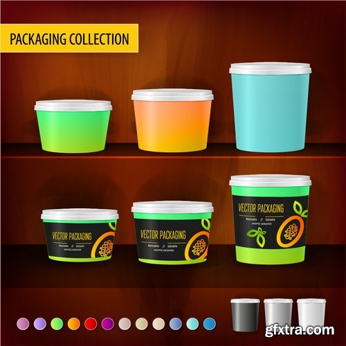 Collection of vector image set of tube packaging plastic container for perfumes 25 EPS