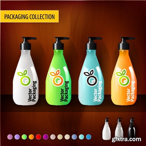 Collection of vector image set of tube packaging plastic container for perfumes 25 EPS