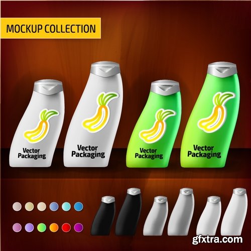 Collection of vector image set of tube packaging plastic container for perfumes 25 EPS