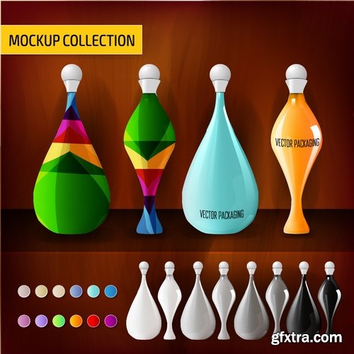 Collection of vector image set of tube packaging plastic container for perfumes 25 EPS