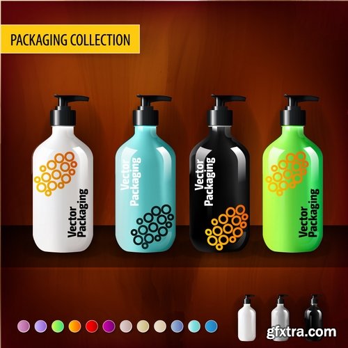 Collection of vector image set of tube packaging plastic container for perfumes 25 EPS