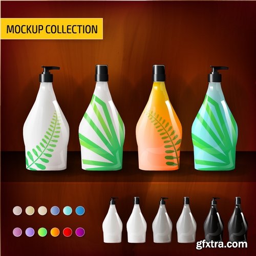 Collection of vector image set of tube packaging plastic container for perfumes 25 EPS