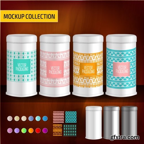 Collection of vector image set of tube packaging plastic container for perfumes 25 EPS