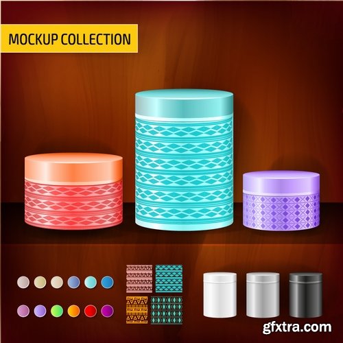 Collection of vector image set of tube packaging plastic container for perfumes 25 EPS