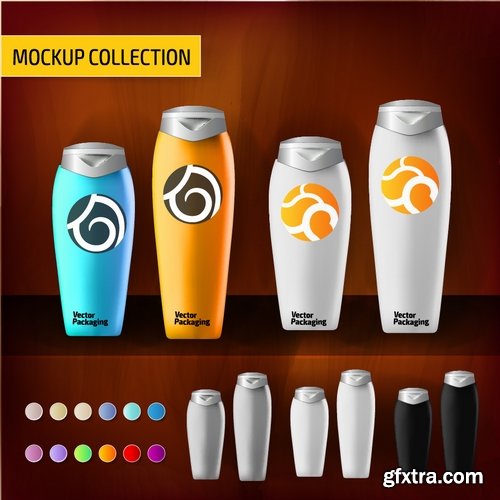 Collection of vector image set of tube packaging plastic container for perfumes 25 EPS