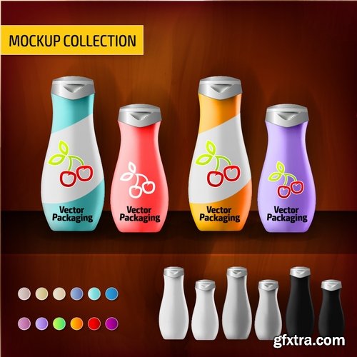 Collection of vector image set of tube packaging plastic container for perfumes 25 EPS