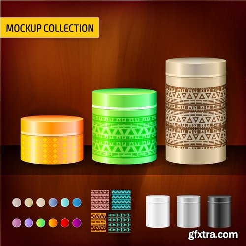 Collection of vector image set of tube packaging plastic container for perfumes 25 EPS