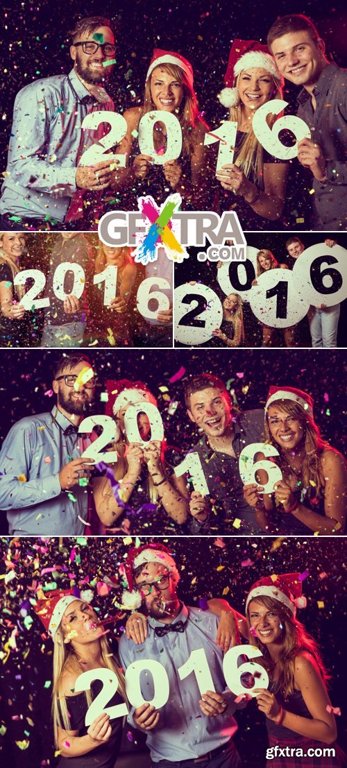 Stock Photo - People celebrating New Year 2016