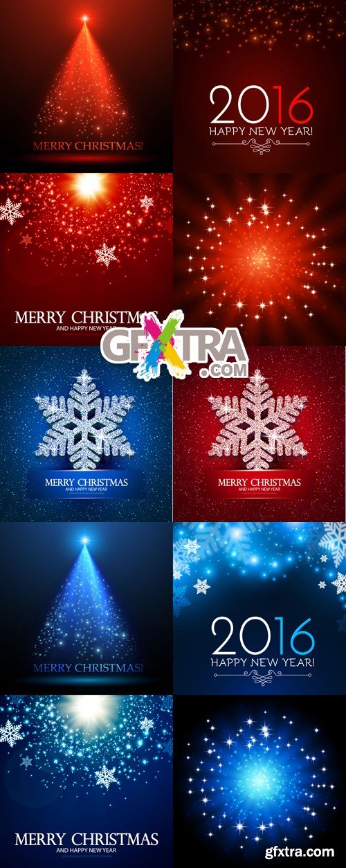 Red & Blue Christmas Backgrounds Vector