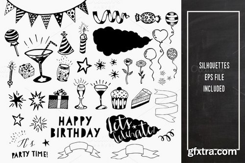 CM - Chalkboard Party Clipart Bundle 417050