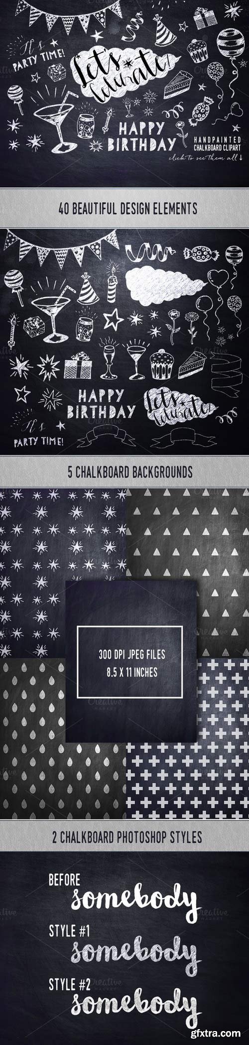 CM - Chalkboard Party Clipart Bundle 417050