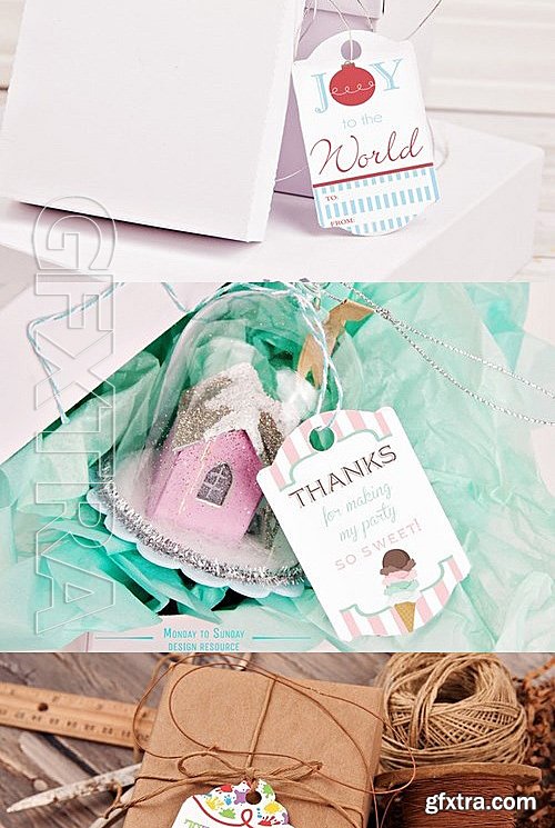 CM - 21 Gift Tags TWO FLAT Mockups 457477