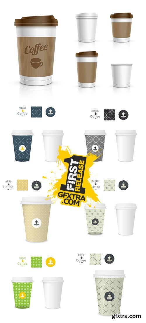 Stock Closed paper cup for coffee with texture vector