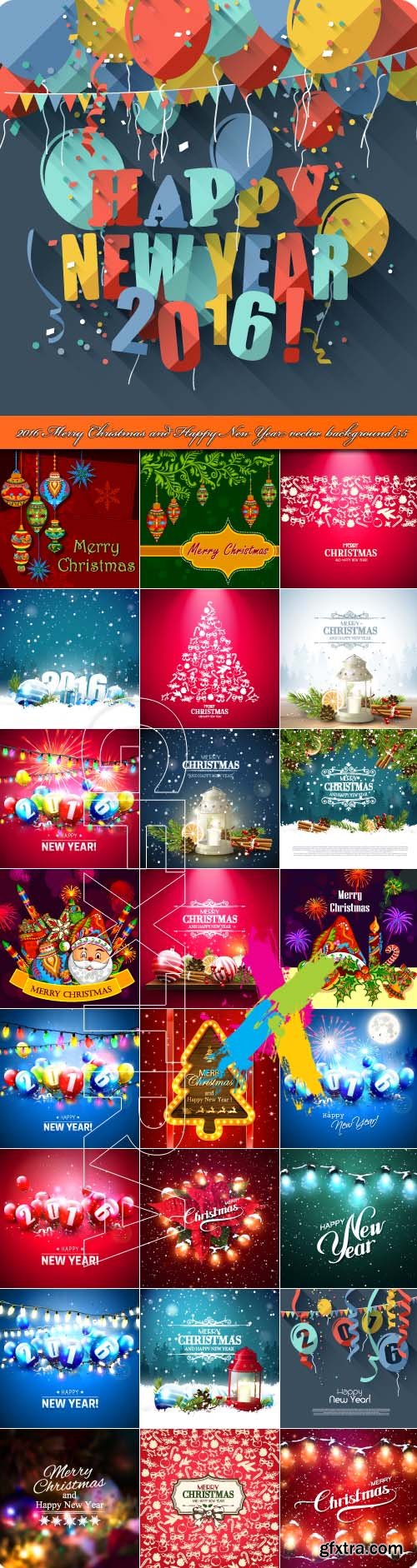 2016 Merry Christmas and Happy New Year vector background 35