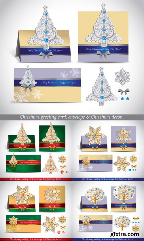 Christmas Greeting Card with Envelope and Decor