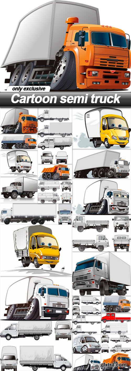 Cartoon semi truck - 25 EPS