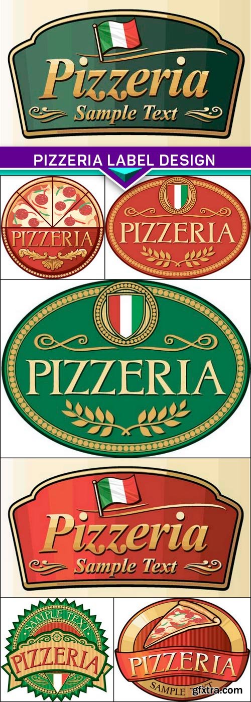 Pizzeria label design 7x EPS