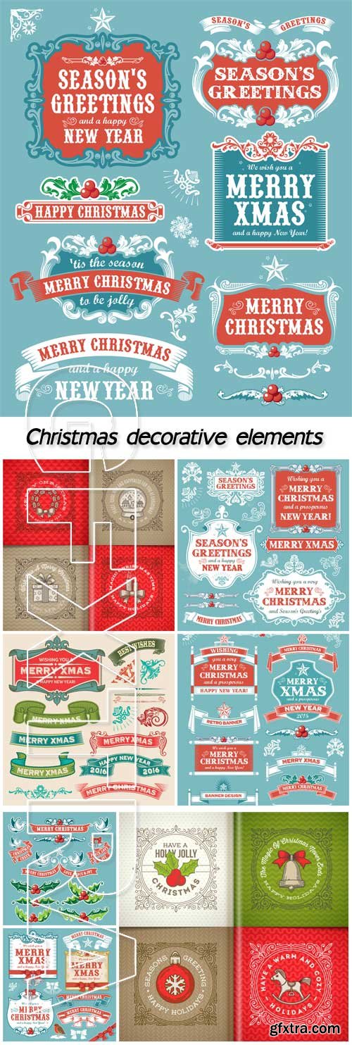 Christmas decorative elements, vector backgrounds