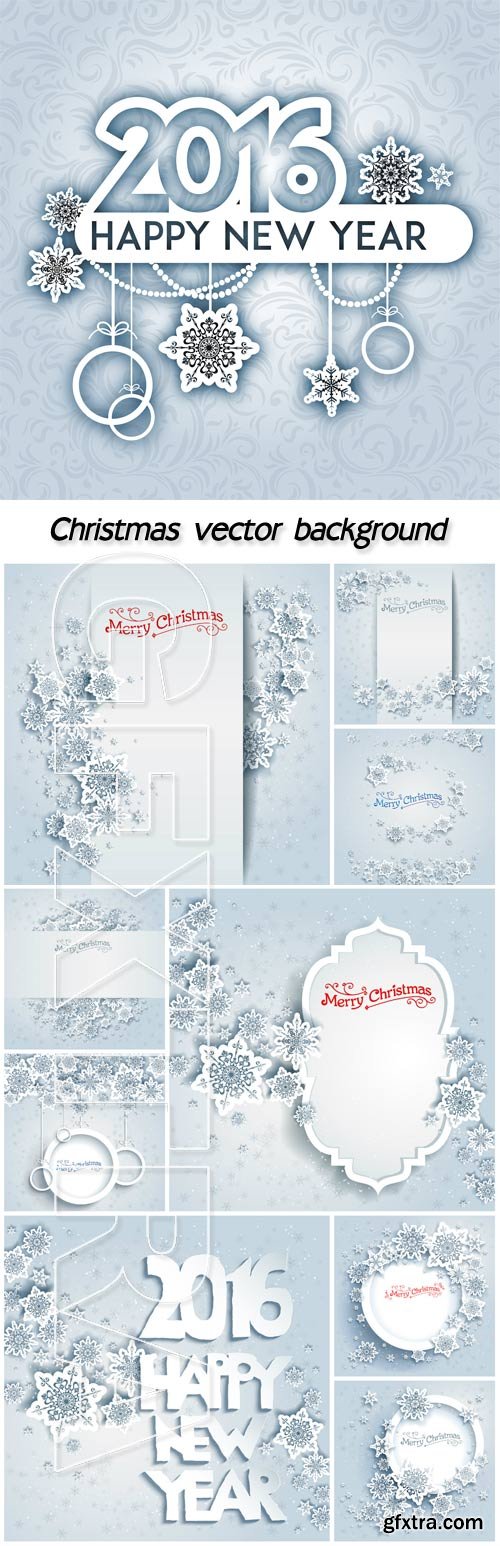 Christmas vector background with snowflakes and elements for text