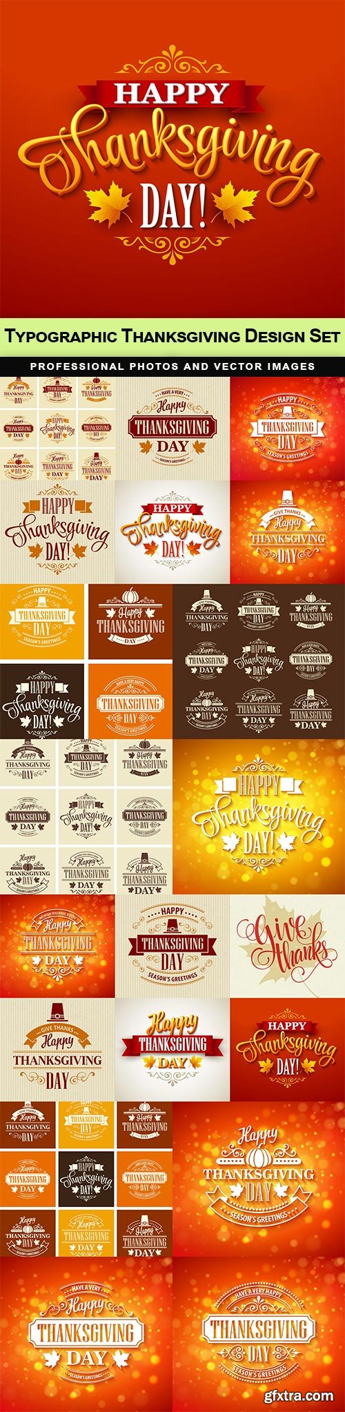 Typographic Thanksgiving Design Set - 20 EPS