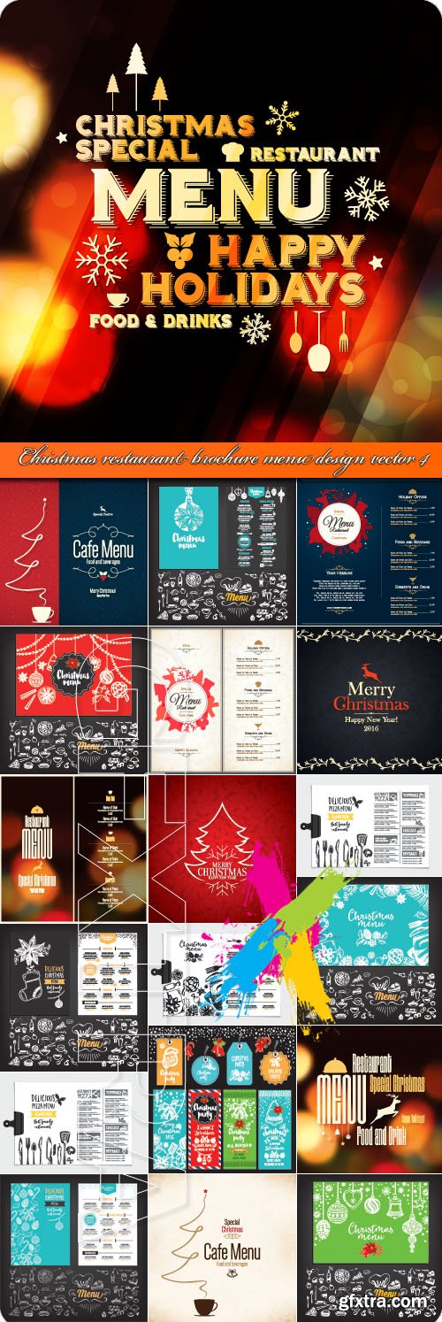 Christmas restaurant brochure menu design vector 4