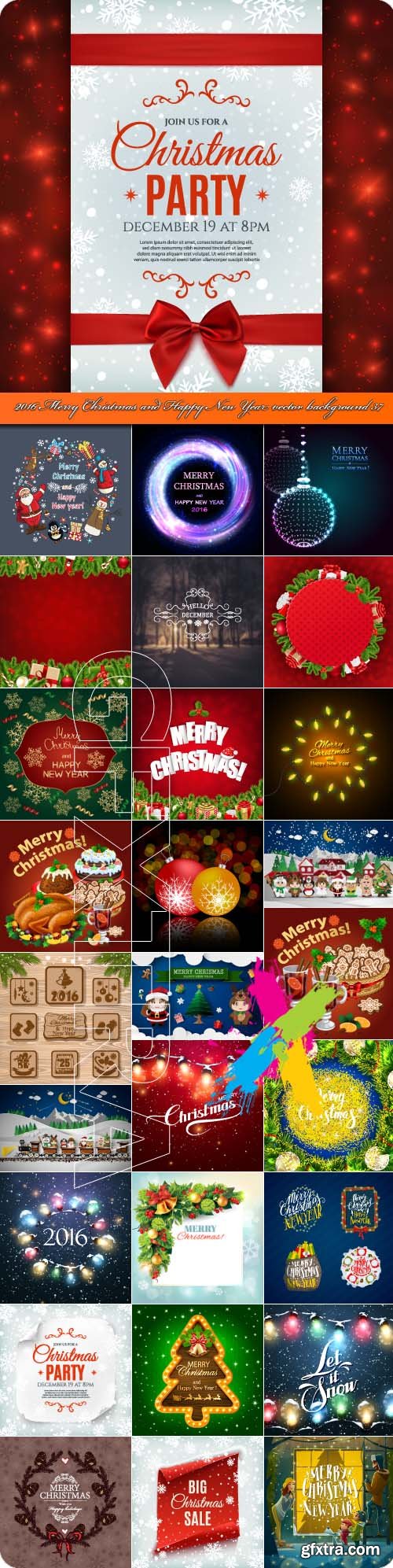 2016 Merry Christmas and Happy New Year vector background 37