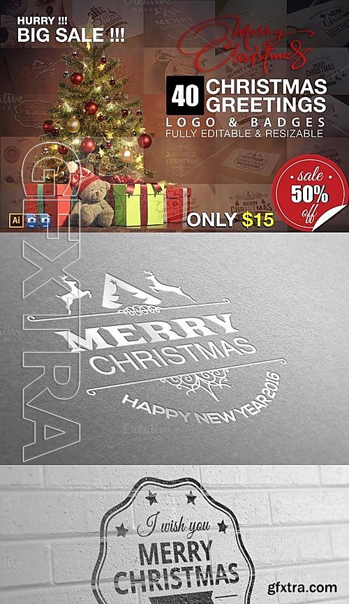 CM - 40 Christmas Greetings Logo & Badges 457993