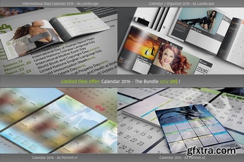 CM - 4x Calendar 2016 Template Bundle 417010