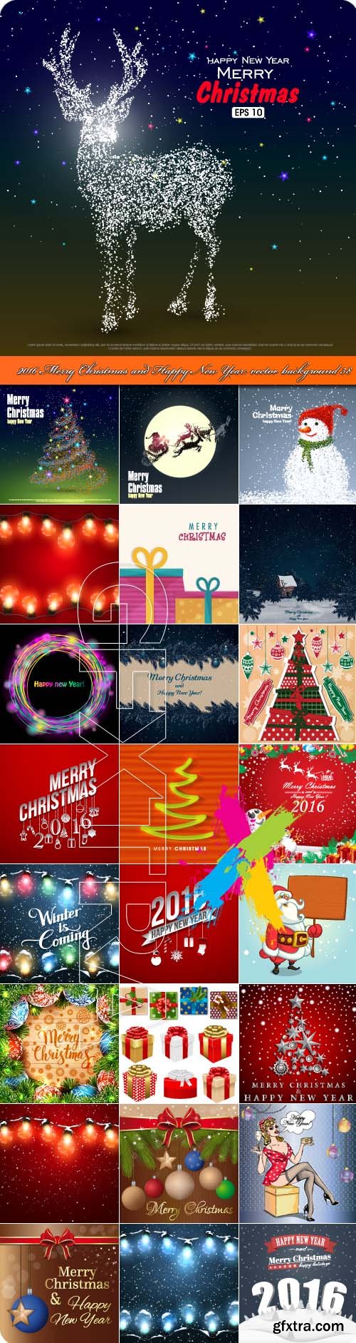 2016 Merry Christmas and Happy New Year vector background 38