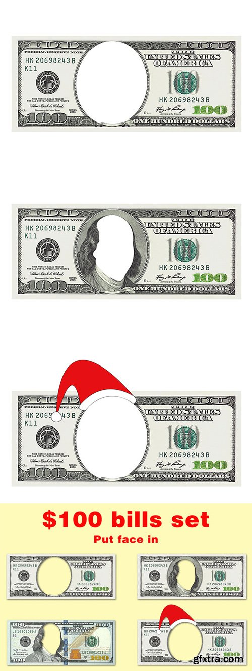 CreativeMarket Set of $100 Bills With No Face 365311