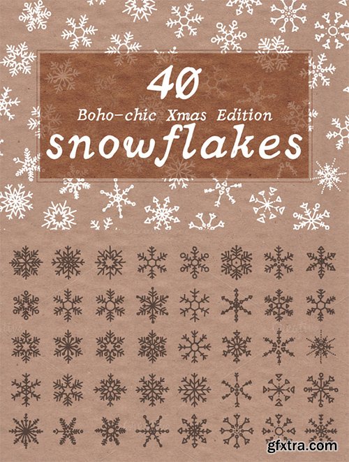 CreativeMarket Boho-Chic Xmas Edition:40 Snowflakes 381366