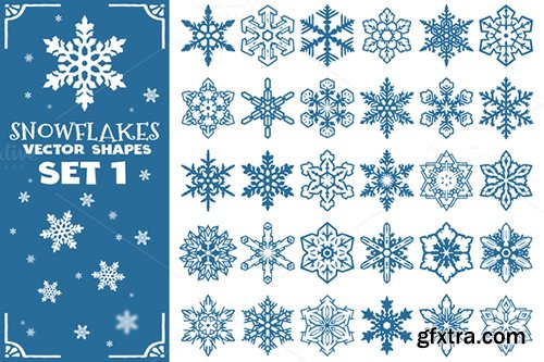 CreativeMarket Decorative Snowflakes Shapes Set 1 387036