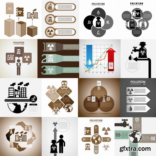 Collection of vector image infographics business logo environment pollution 25 EPS