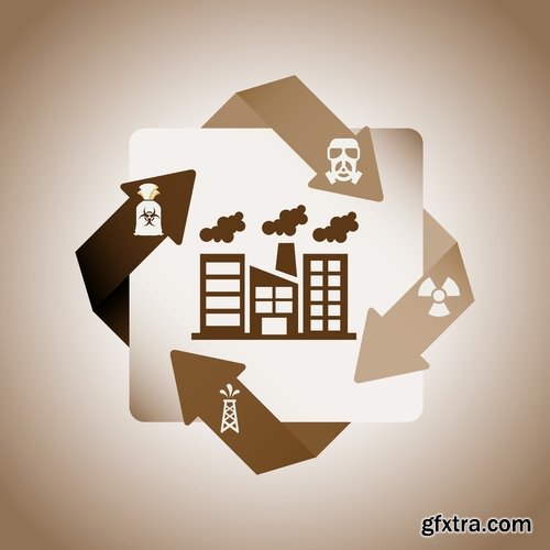 Collection of vector image infographics business logo environment pollution 25 EPS