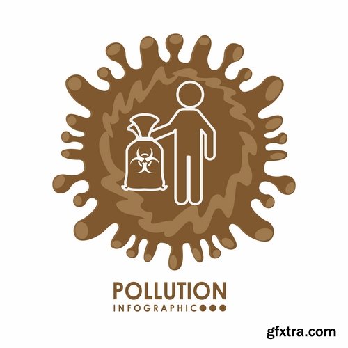 Collection of vector image infographics business logo environment pollution 25 EPS