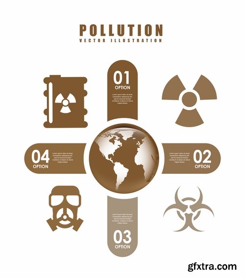 Collection of vector image infographics business logo environment pollution 25 EPS