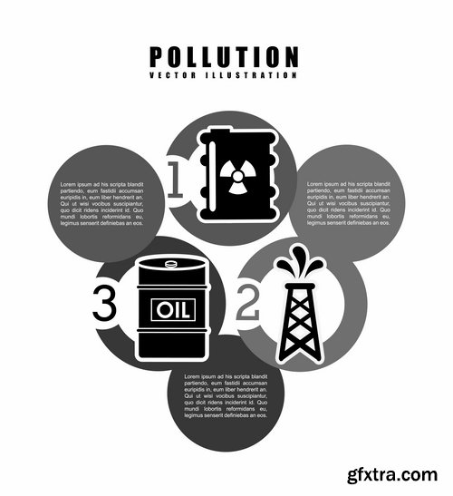 Collection of vector image infographics business logo environment pollution 25 EPS