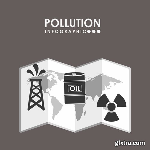 Collection of vector image infographics business logo environment pollution 25 EPS