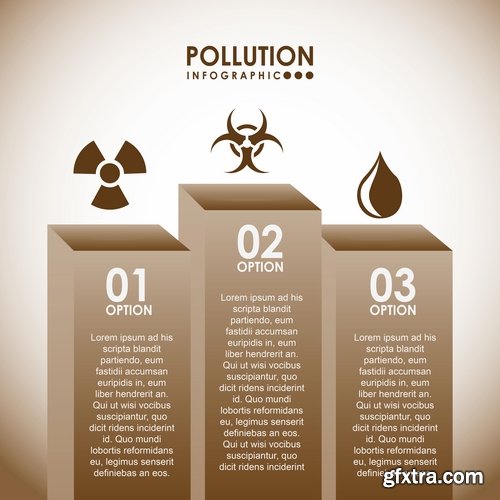 Collection of vector image infographics business logo environment pollution 25 EPS