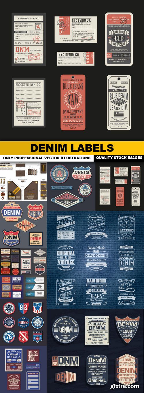 Denim Labels - 12 Vector