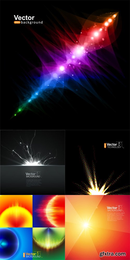 5 Colorful Abstract Fractal Backgrounds with Lights Effect