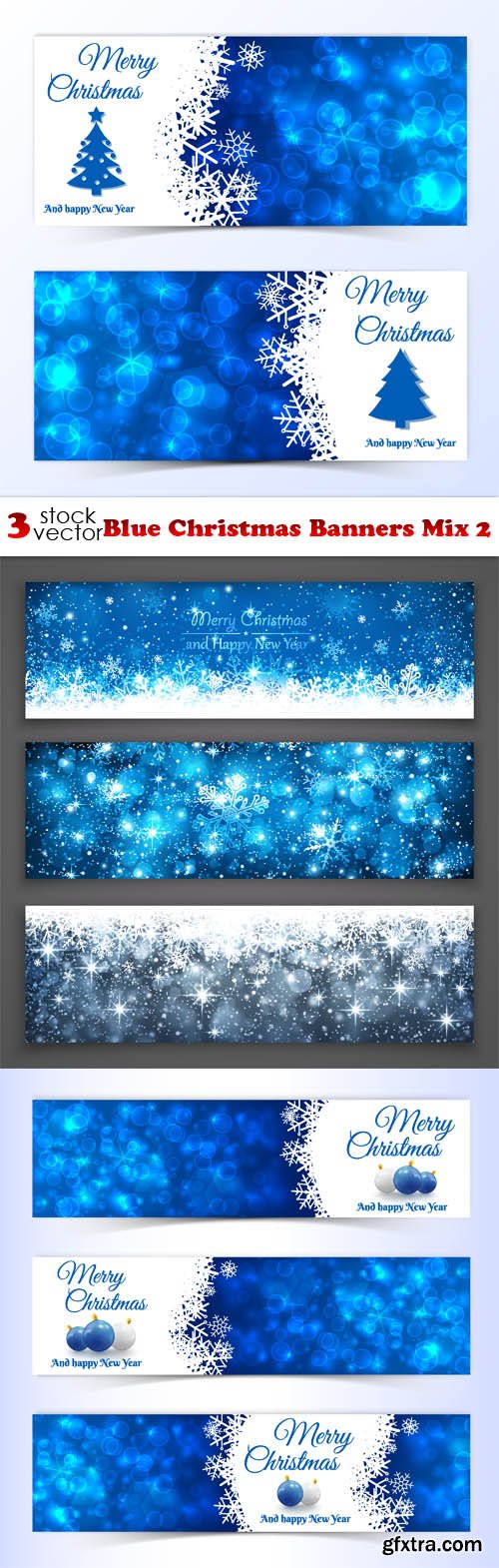 Vectors - Blue Christmas Banners Mix 2