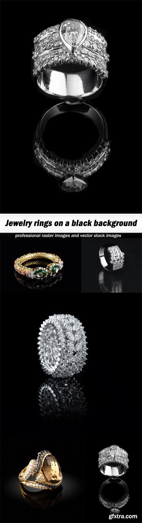 Jewelry rings on a black background